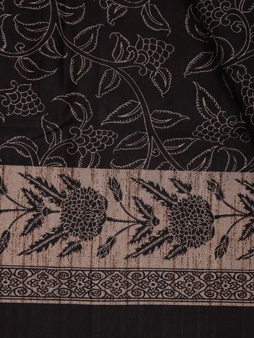 Black Floral Woven Design Tussar Silk Saree - Diadem
