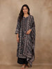 Black Geometric Printed Design Cotton Straight-Cut Salwar Suit