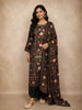 Black Kashmiri Floral Printed Design Crepe Straight Cut Salwar Suit with Dupatta