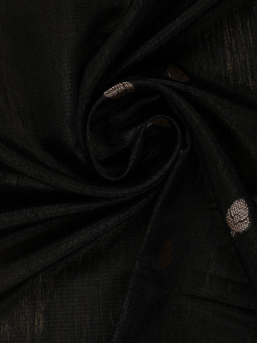 Black Leaf Motif Woven Banarasi Silk Saree - Diadem