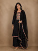 Black Mirror Work Embroidered Cotton Salwar Suit with Dupatta