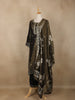 Black Motif Design Tissue Silk Straight Cut Salwar Suit