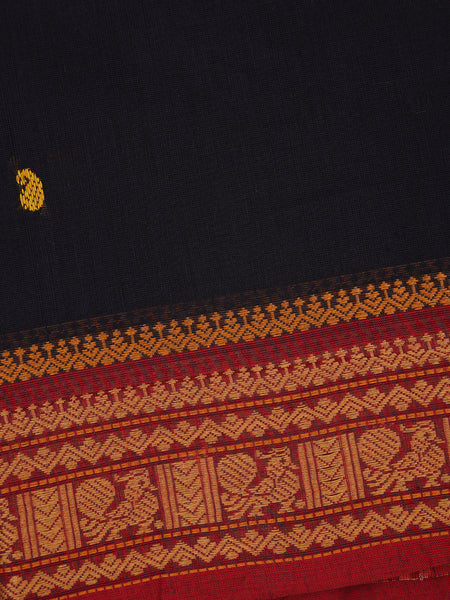 Black Paisley Design Cotton Fancy Saree - Diadem