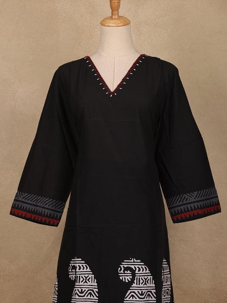 Black Paisley Design Printed Cotton Salwar Suit - Diadem