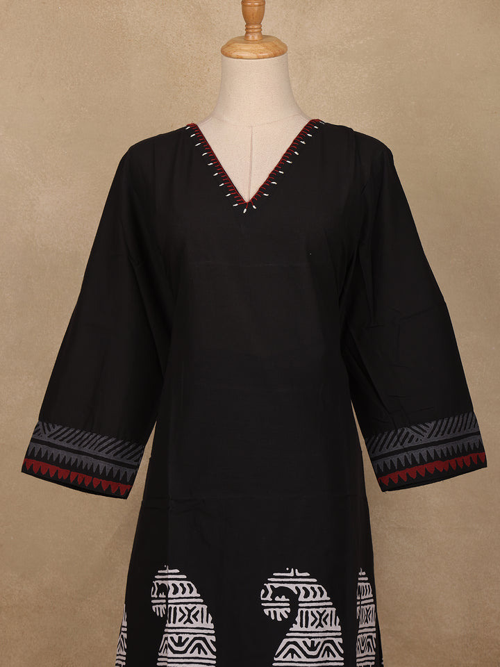 Black Paisley Design Printed Cotton Salwar Suit - Diadem