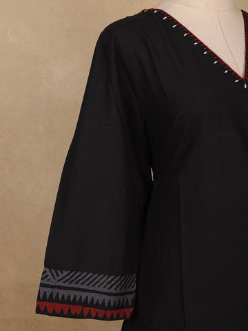 Black Paisley Design Printed Cotton Salwar Suit - Diadem