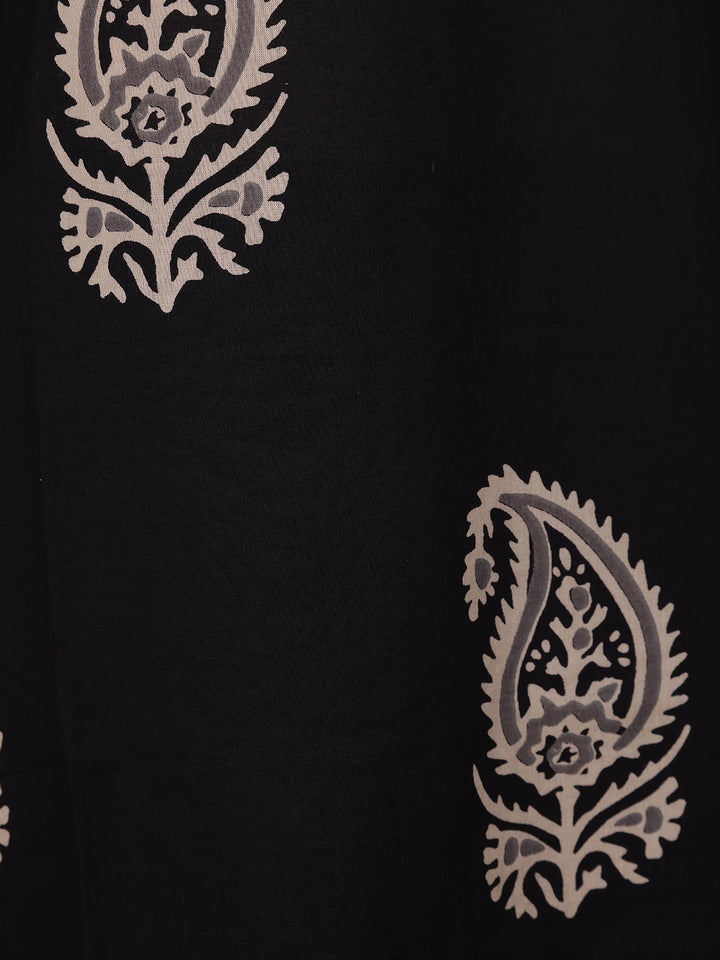 Black Paisley Designed Cotton Salwar Suit - Diadem