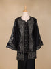 Black Paisley Embroidered Silk Palazzo Salwar Suit - Diadem