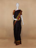 Black Plain Silk Saree with Multicolor checks Border
