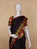 Black Plain Silk Saree with Multicolor checks Border