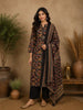 Black Floral Printed Cotton Salwar Suit with Dupatta