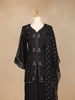Black Raw Silk Palazzo Suit with Floral Embroidery Design