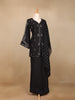 Black Raw Silk Palazzo Suit with Floral Embroidery Design