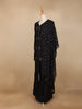 Black Raw Silk Palazzo Suit with Floral Embroidery Design