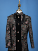 Black Floral Embroidery Satin Sherwani And Pant Set