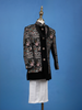 Black Floral Embroidery Satin Sherwani And Pant Set