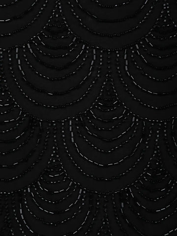 Black Scallop Beaded Embroidery Georgette Palazzo Suit - Diadem