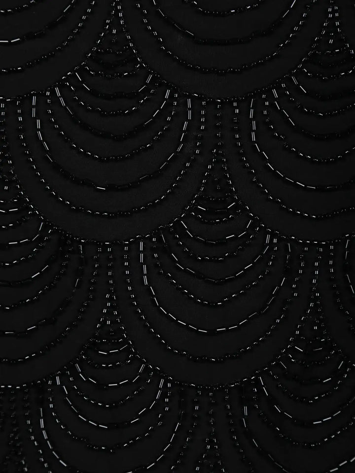 Black Scallop Beaded Embroidery Georgette Palazzo Suit - Diadem