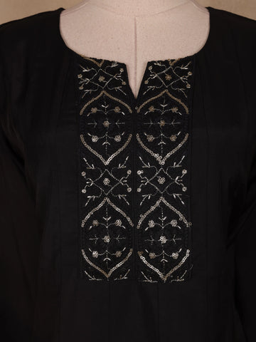 Black Sequin Designed Semi Silk Salwar Suit - Diadem