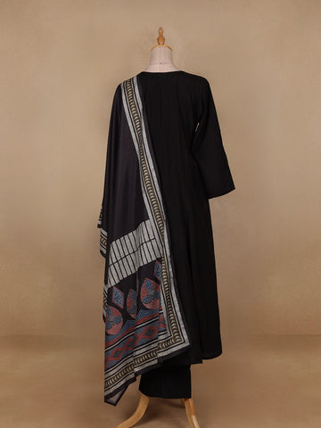 Black Sequin Designed Semi Silk Salwar Suit - Diadem