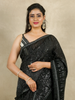 Black Sequin Worked Georgette Designer Saree