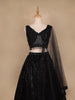 Black Sequins Embroidered Net Lehenga for Bridesmaids - Diadem