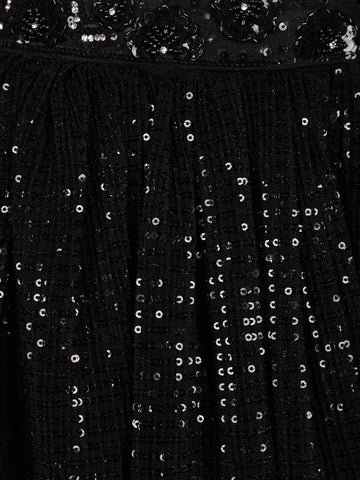 Black Sequins Embroidered Net Lehenga for Bridesmaids - Diadem