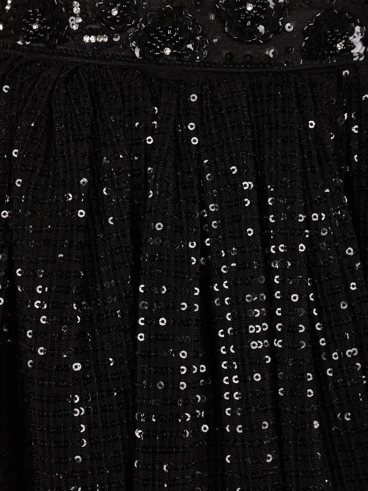 Black Sequins Embroidered Net Lehenga for Bridesmaids - Diadem
