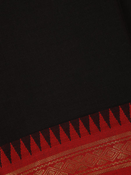 Black Solid Cotton Fancy Saree - Diadem