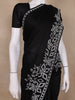 Black Solid Satin Fancy Saree with Designed Border - Diadem