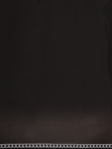 Black Solid Satin Fancy Saree with Designed Border - Diadem