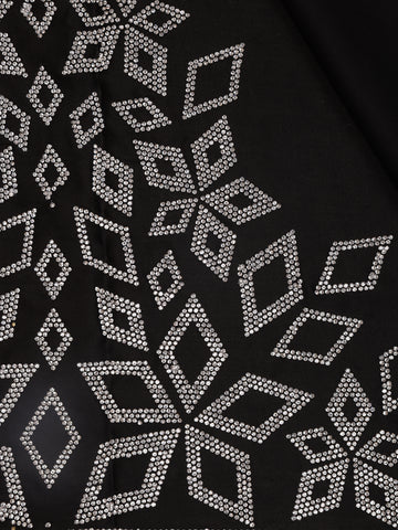 Black Solid Satin Fancy Saree with Designed Border - Diadem