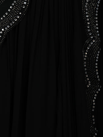 Black Stone Worked Georgette Gown - Diadem