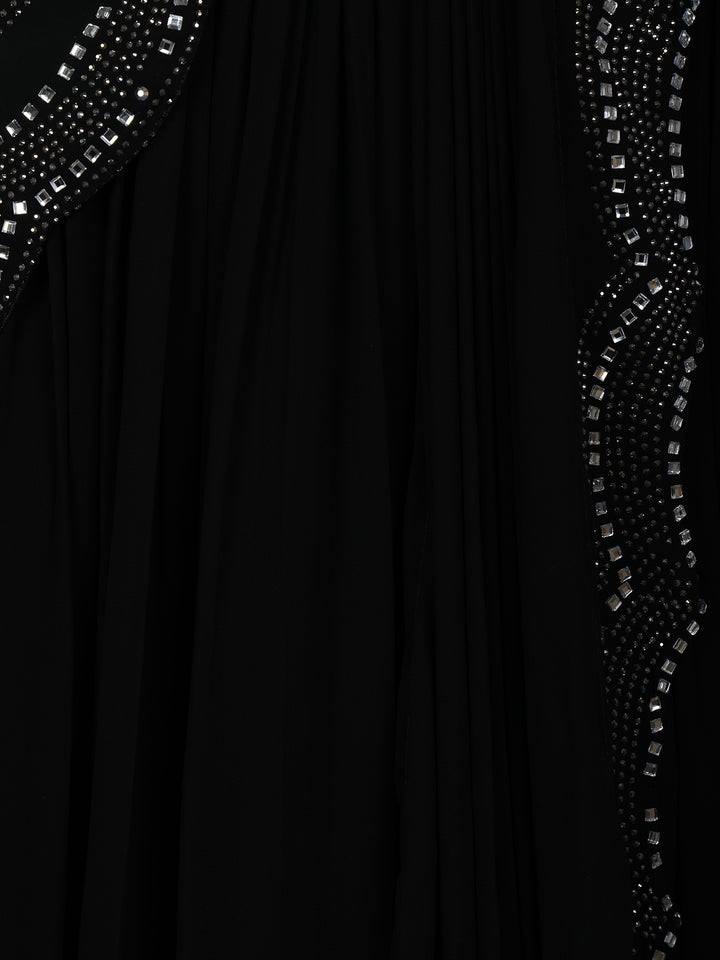 Black Stone Worked Georgette Gown - Diadem