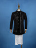 Black Velvet Sequins And Thread Work Sherwani And Pant Set - Diadem