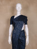 Blue Solid design Stone Worked Satin Fancy Saree - Diadem
