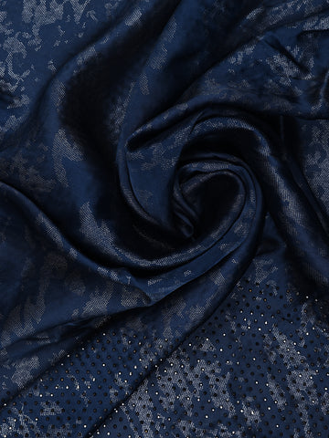 Blue Solid design Stone Worked Satin Fancy Saree - Diadem