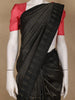 Black with Metallic Gold and Copper Striped Soft Silk Saree - Diadem