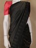 Black with Metallic Gold and Copper Striped Soft Silk Saree - Diadem