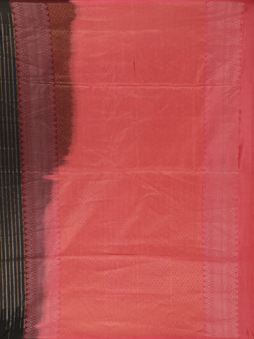 Black with Metallic Gold and Copper Striped Soft Silk Saree - Diadem