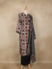 Black and Cream Geometric Print Design Cotton Straight Cut Salwar Suit