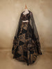Black and Gold Geometric Sequins Embroidered Design Organza Designer Lehenga with Dupatta