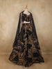 Black and Gold Geometric Sequins Embroidered Design Organza Designer Lehenga with Dupatta