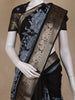 Black and Grey Kalamkari Printed Design Chanderi Cotton Saree with Contrast Zari Border