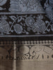 Black and Grey Kalamkari Printed Design Chanderi Cotton Saree with Contrast Zari Border