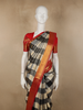 Black and Ivory Checked Woven Design Pure Kanchipuram Silk Saree with Contrast Zari Border