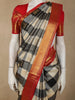 Black and Ivory Checked Woven Design Pure Kanchipuram Silk Saree with Contrast Zari Border
