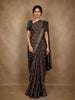 Black and Maroon Floral Woven Design Chanderi Cotton Saree with Zari Woven Border