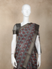 Black and Maroon Floral Woven Design Chanderi Cotton Saree with Zari Woven Border
