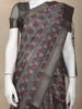 Black and Maroon Floral Woven Design Chanderi Cotton Saree with Zari Woven Border